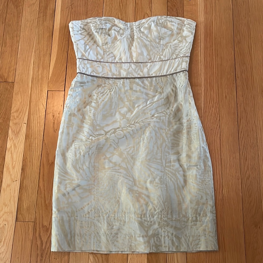 Gorgeous Diane von Furstenberg gold tan leopard print strapless dress 12